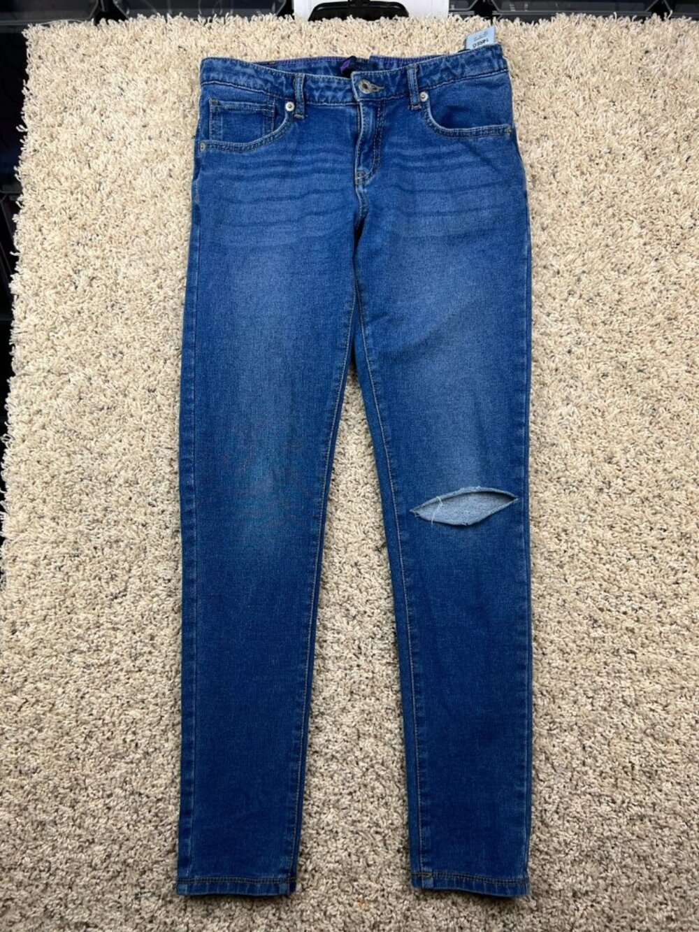 Levis Womens Size 14 Reg The Knit Jean Blue Denim Stretch Elastic Waist Girls
